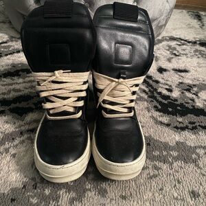 Rick Owens Black and Cream Men's Boots